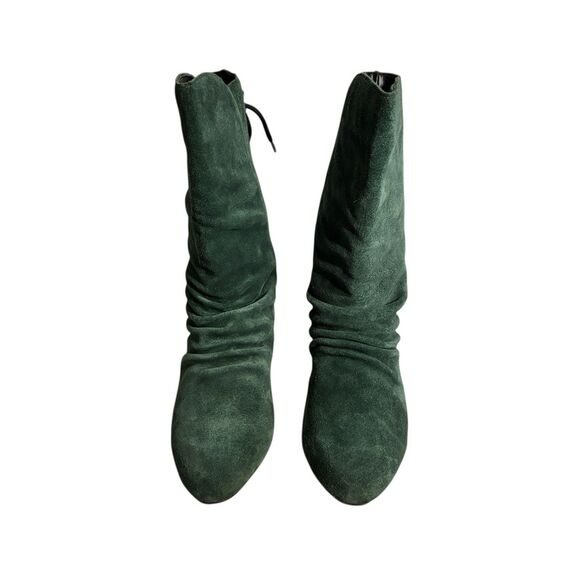 Stagelight Women’s Green Velvet Suede Slouch Flat Boots Size 7.5. Round Toe - Picture 4 of 9